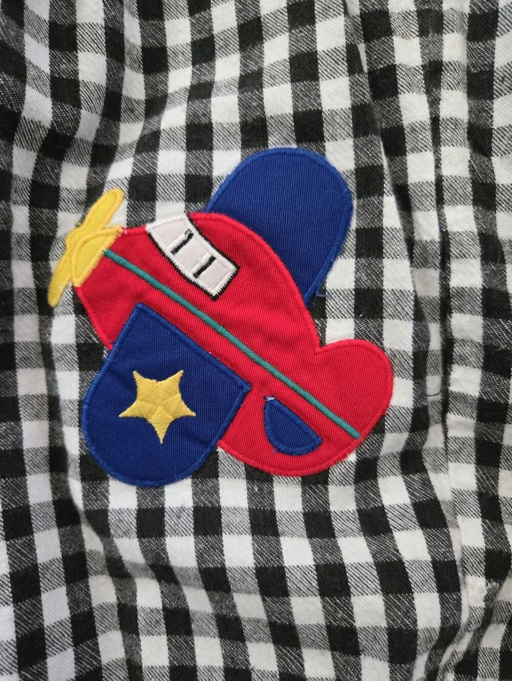 VTG Toddler 4T Matched Set Checked Suspender Pants Jacket Airplane Colorblock